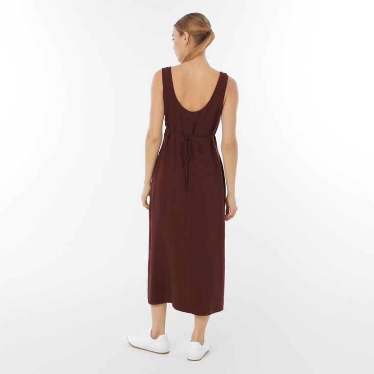 H&H Women's Sleeveless Scoop Dress Midi, Brown Dark, hi-res