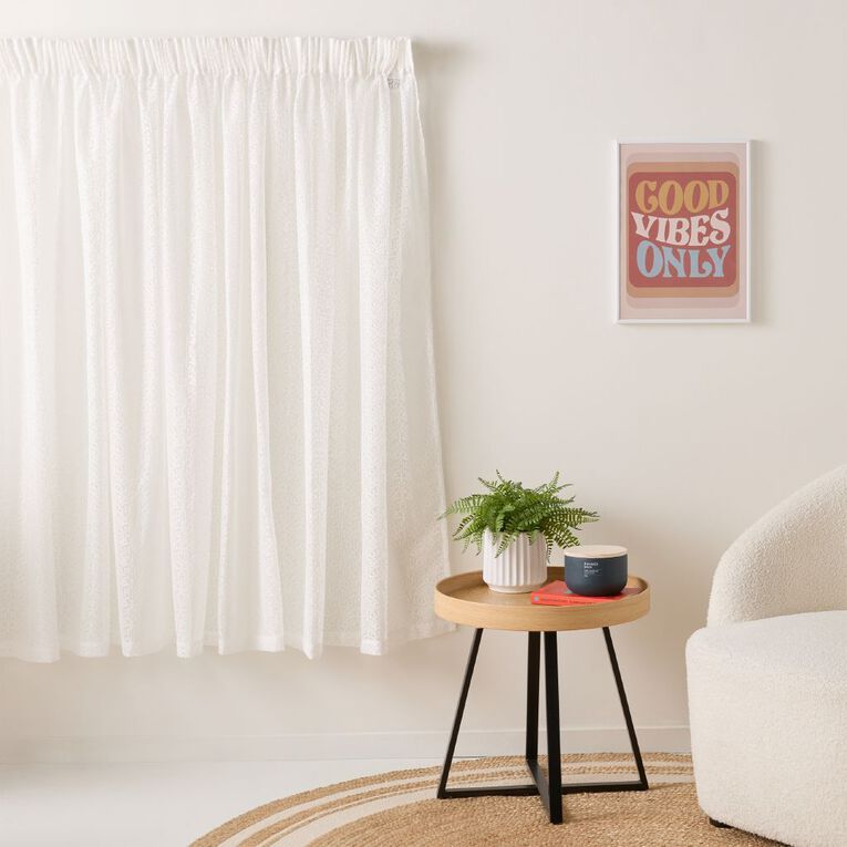 Living & Co Art Deco Voile White 90-180cm Wide/135cm Drop, , hi-res