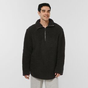 H&H Men's Sherpa Quarter Zip Lounge Sweater