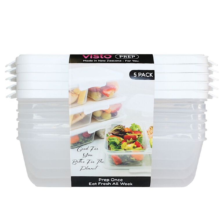 Visto Prep Food Storage Container 5 Pack 1L White, , hi-res