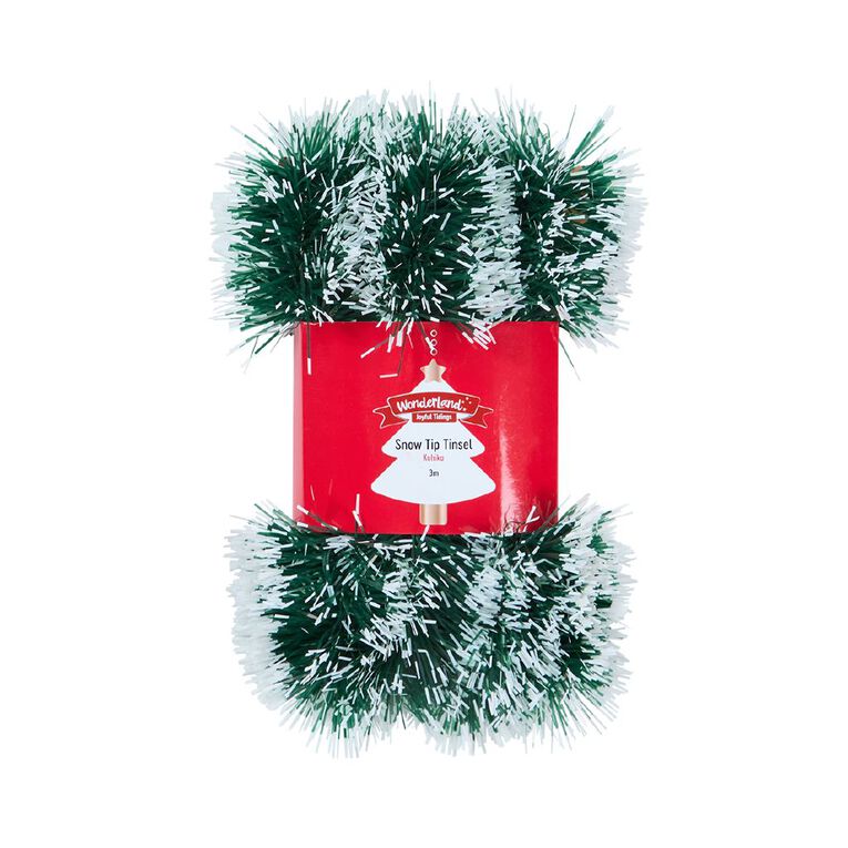 Wonderland Christmas Snow Tip Tinsel 3m, , hi-res
