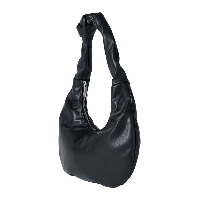 H&H Knot Detail Crescent Shoulder Bag, Black, hi-res