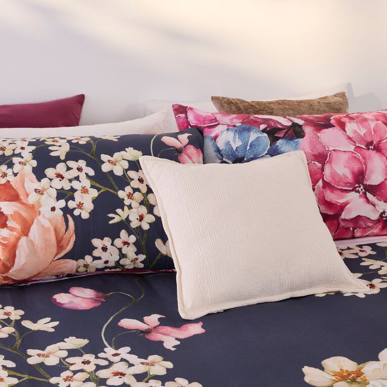 Living & Co Duvet Cover Set Washed Cotton Rosewood Multi-Coloured King, , hi-res