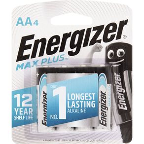Energizer Max Plus Alkaline Batteries AA 4 Pack
