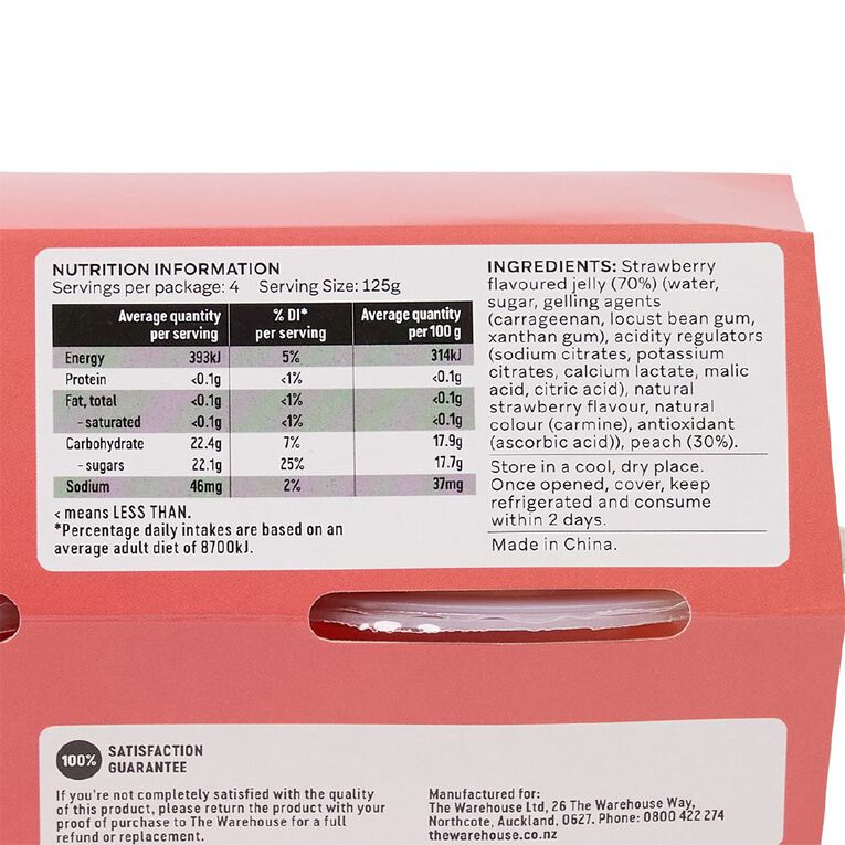 Market Kitchen Peaches in Strawberry Jelly Cup 125g 4 pack, , hi-res