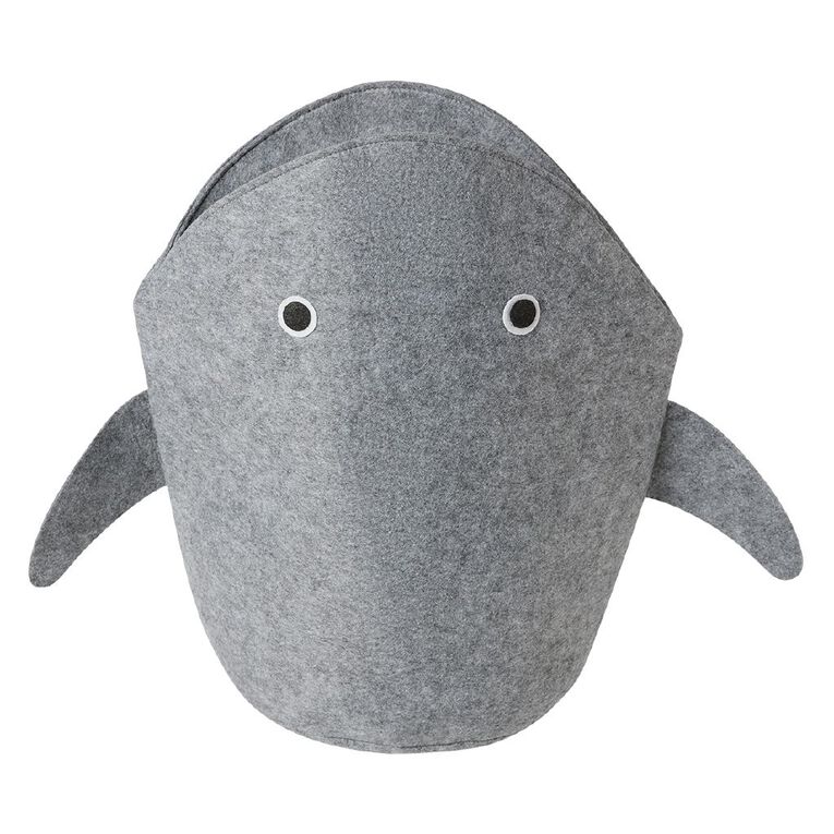Living & Co Kids Felt Hamper Shark Grey/White, , hi-res