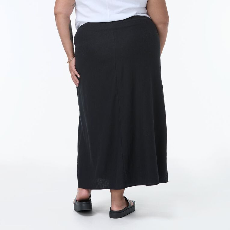 H&H Curve Women's Long Linen Column Skirt, Black, hi-res