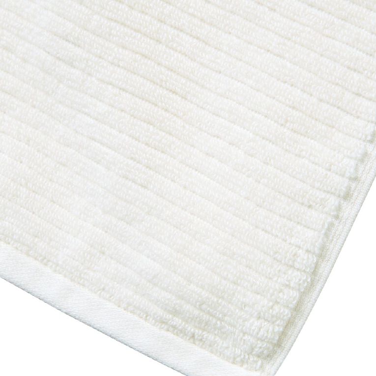 Living & Co Plush Ribbed Spa Towel Cream 90cm x 150cm, Cream, hi-res