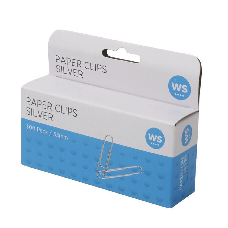WS Paperclips 33mm 300 Pack Silver, , hi-res