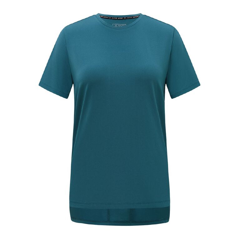 Active Intent Women's Active Mesh Panel Tee, Green Dark, hi-res