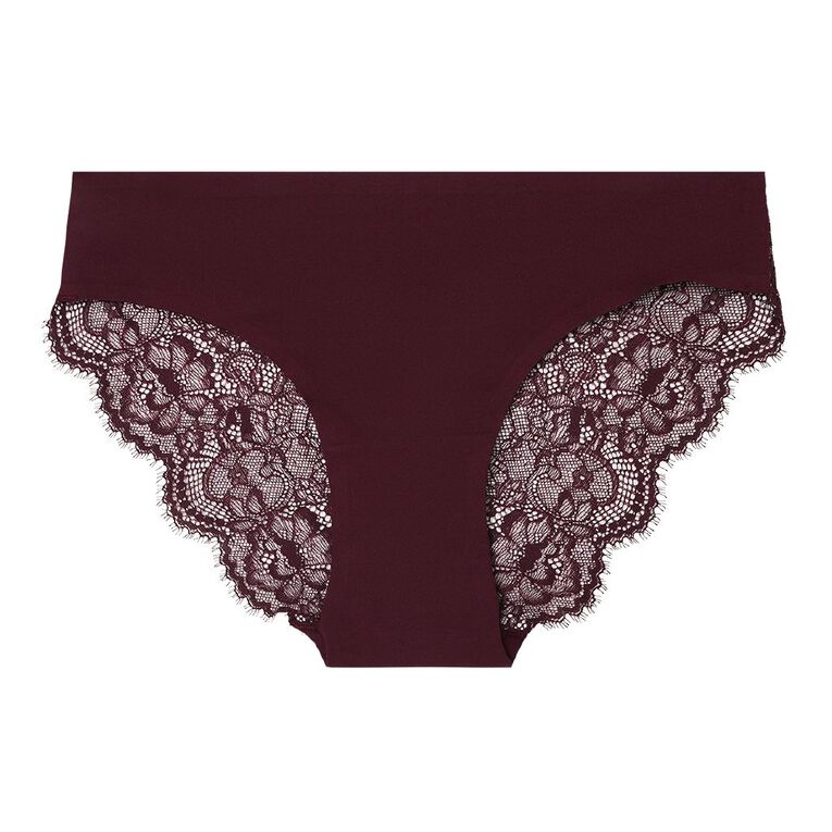 H&H Women's Micro Lace Back Bikini Briefs, Red Mid, hi-res