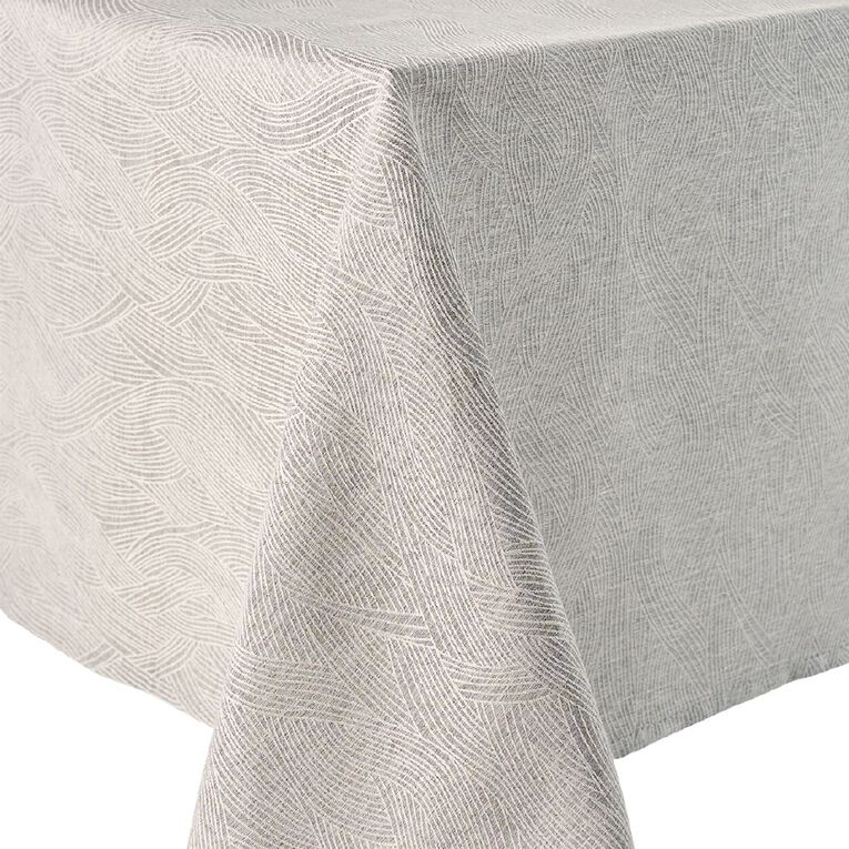 Living & Co Table Cloth Jacquard Wave Grey, , hi-res