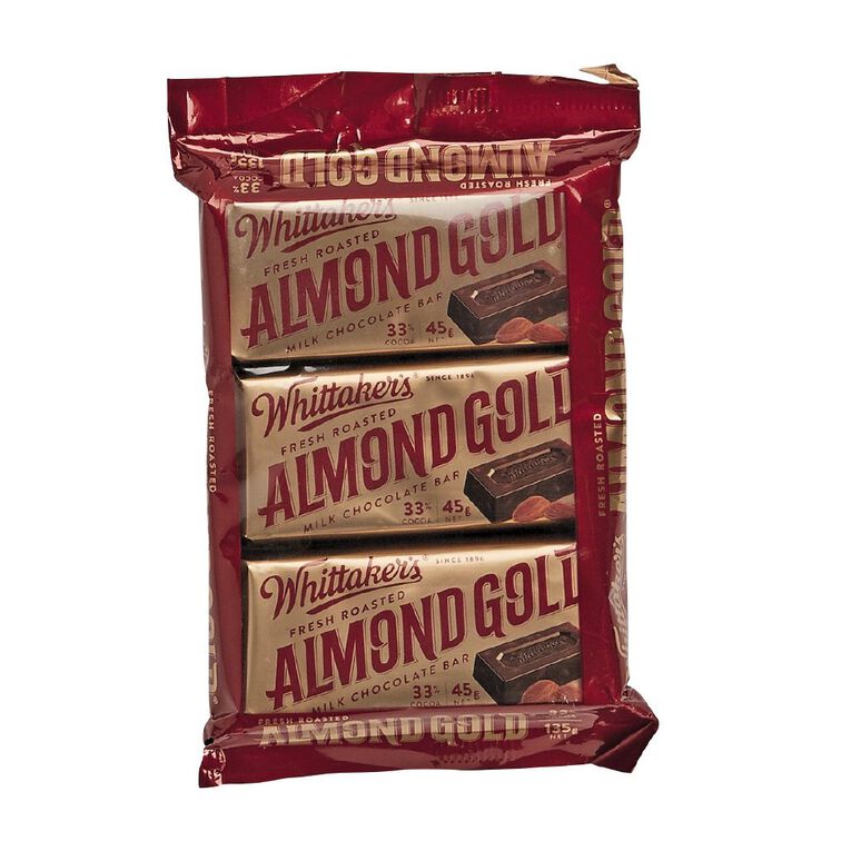 Whittaker's Slab Almond Gold 3 Pack, , hi-res