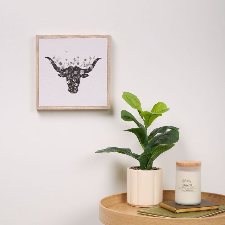Living & Co Longhorn Framed Canvas 25cm x 25cm, , hi-res