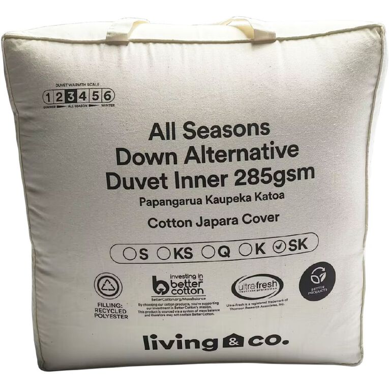 Living & Co Duvet Inner All Season Down Alternative White Queen, White, hi-res