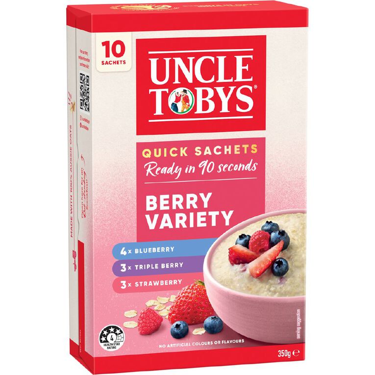 Uncle Tobys Oats Quick Sachet Berry Variety 350g, , hi-res