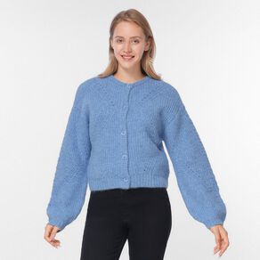 H&H Women's Fluffy Pointelle Knit Cardigan