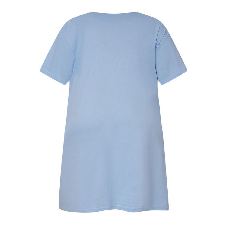 Eeyore Women's Plus Size Boxy T-Shirt Nightie, Blue Light, hi-res