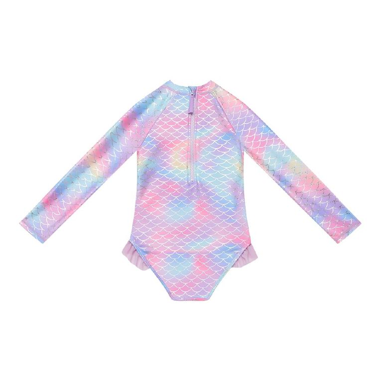 Young Original Long Sleeve Mermaid Swimsuit, Purple Light, hi-res