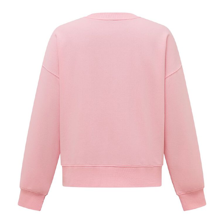 H&H Women's Drop Shoulder Graphic Crew, Pink Mid, hi-res