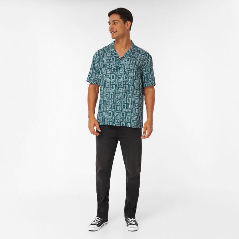 Garage Men's Short Sleeve Viscose Shirt, Green Dark, hi-res