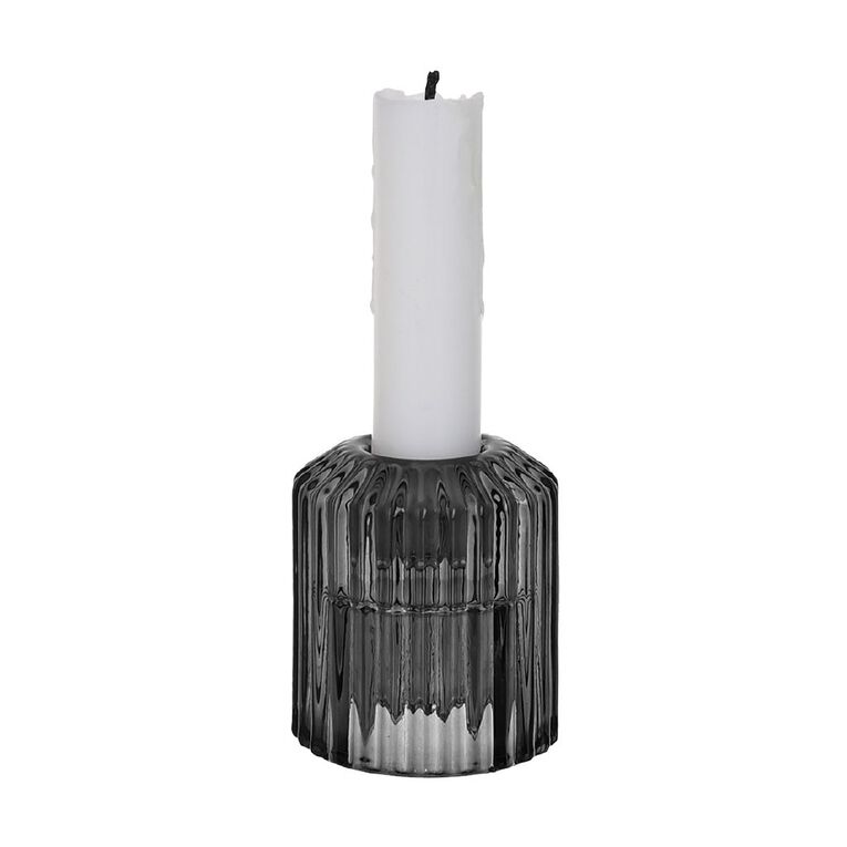 Living & Co Textured Tealight & Table Candle Holder Grey, , hi-res