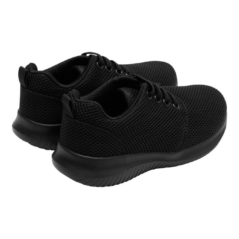 Active Intent Senior Kids' Mesh Lace Up Trainers, Black, hi-res