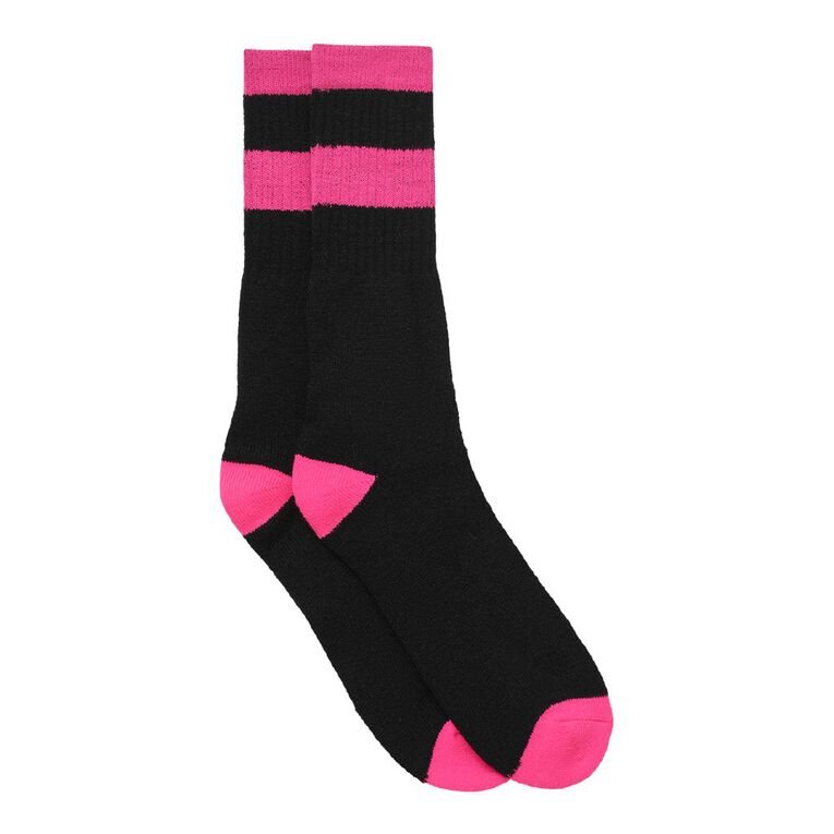Rivet Women's Work Crew Socks 2 Pack, Black/Pink, hi-res