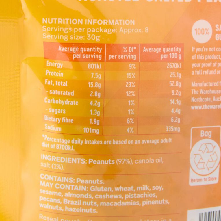 Market Kitchen Roasted & Salted Peanuts 250g, , hi-res