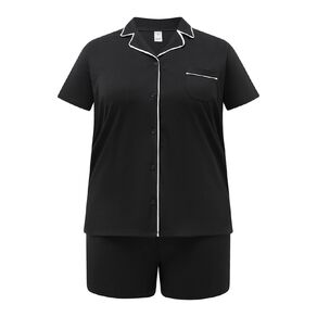 H&H Women's Plus Button Up Pyjama Set