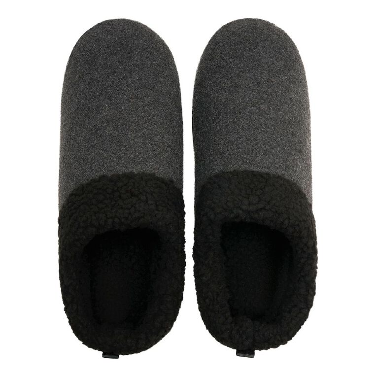 H&H Men's Memory Foam Scuff Slippers, Black, hi-res