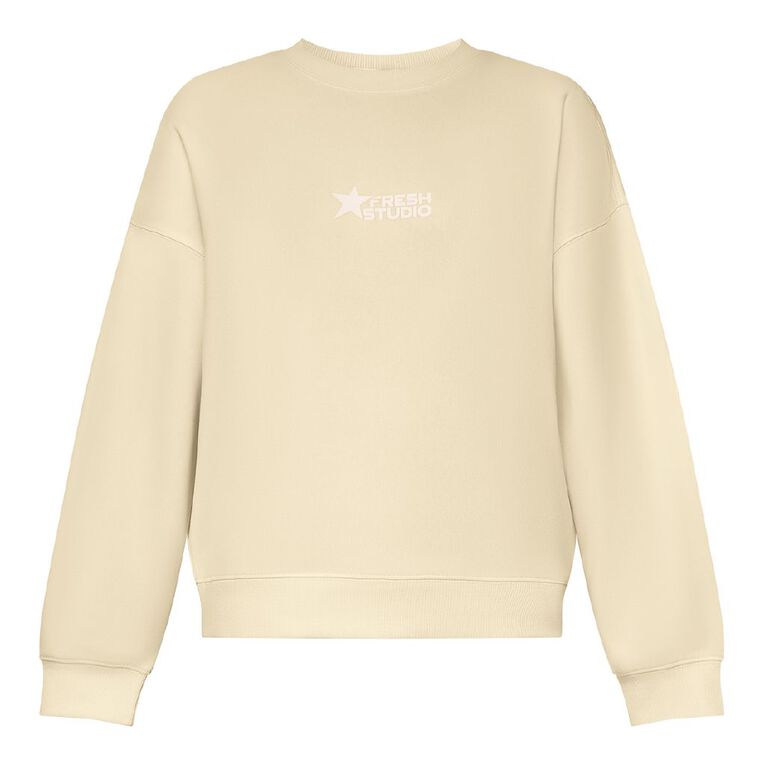 Garage Women's Fresh Fleece Crew, Yellow Light, hi-res