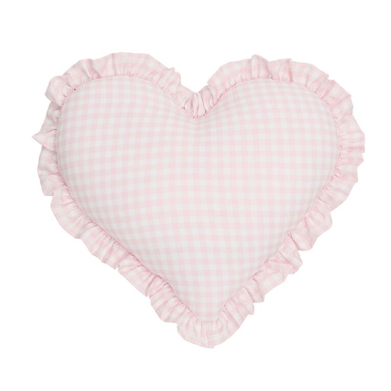 Living & Co Kids Cushion Gingham Heart Pink, , hi-res