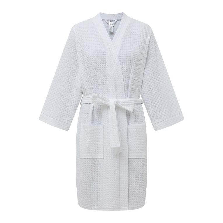 H&H Women's Waffle Robe, White, hi-res