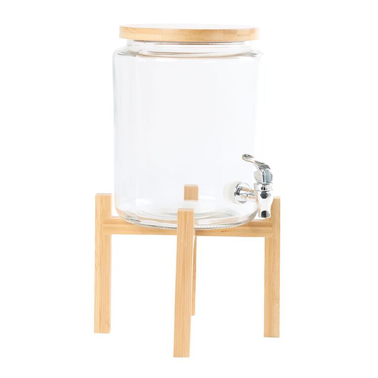 Living & Co Glass Dispenser with Stand Clear 5.6L, , hi-res