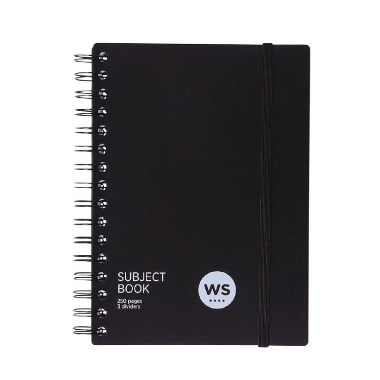 WS Subject Book with 3 Dividers 7mm Ruled Black A5, , hi-res