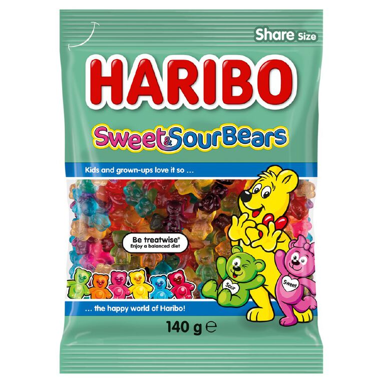 Haribo Sweet & Sour Bears 140g, , hi-res