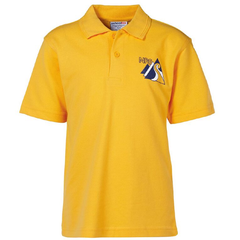 Schooltex National Park Short Sleeve Polo with Screenprint, Gold, hi-res