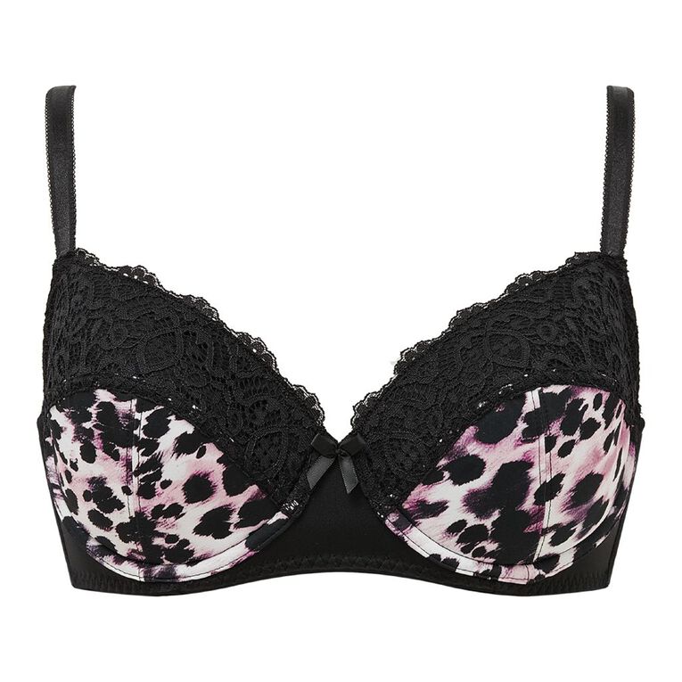 H&H Women's Bella Print & Lace Contour Bra, Black, hi-res