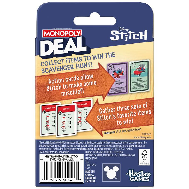 Hasbro Monopoly Deal Stitch, , hi-res