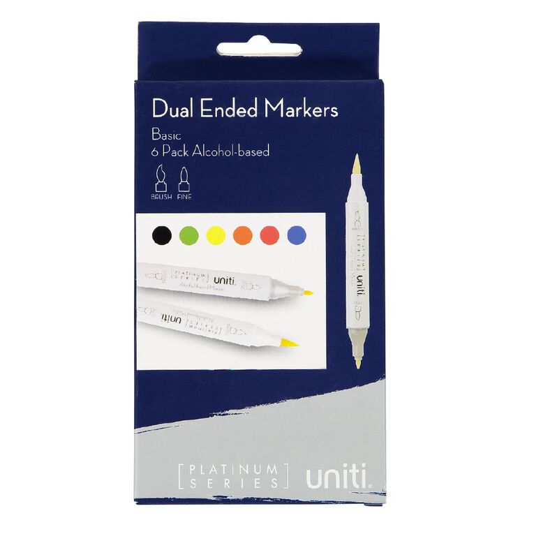 Uniti Dual Basic Ended Markers 6 Pack, , hi-res