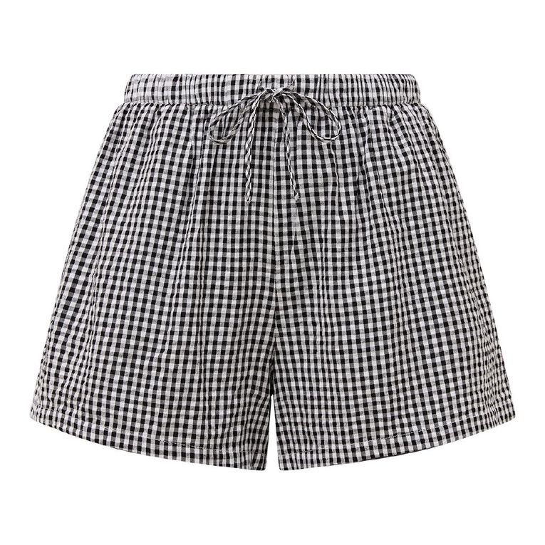 H&H Women's Seersucker Everyday Shorts, Black, hi-res