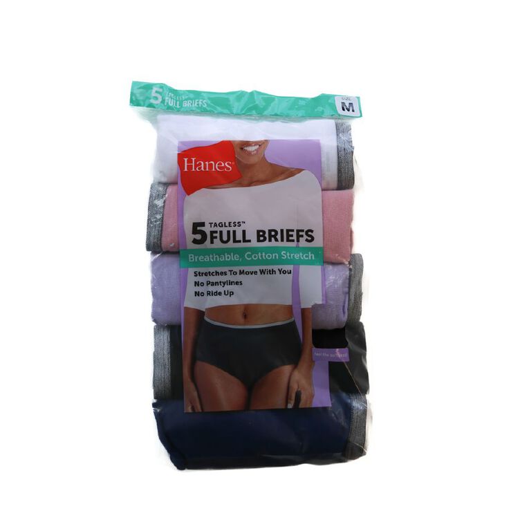 Hanes Women's Cotton Stretch Full Briefs 5 Pack, White, hi-res