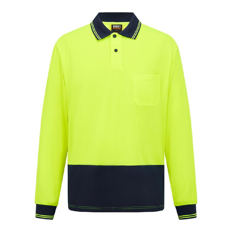 Rivet Men's Long Sleeve Polo, Yellow, hi-res