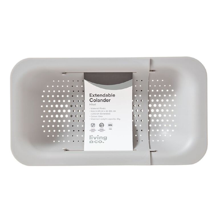 Living & Co Extendable Colander Grey, , hi-res