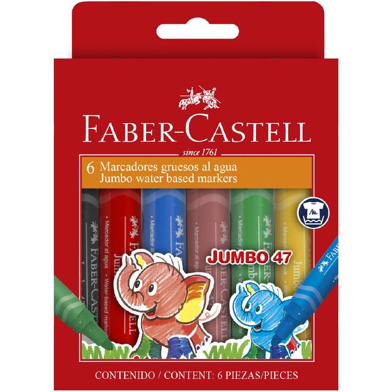 Faber-Castell Jumbo 47 Colour Marker Wallet of 6, , hi-res