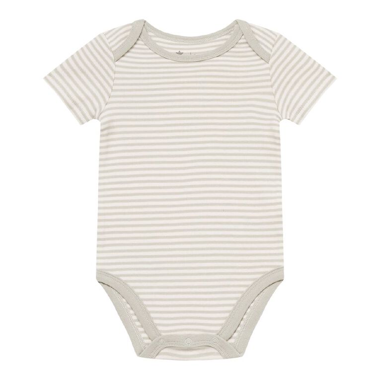 Young Original Babys' Short Sleeve Printed Bodysuit 3 Pack, Cream PEAR, hi-res