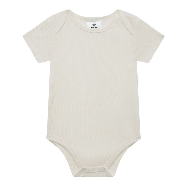 Young Original Babies' Short Sleeve Rib Bodysuit 3 Pack, Brown Light, hi-res