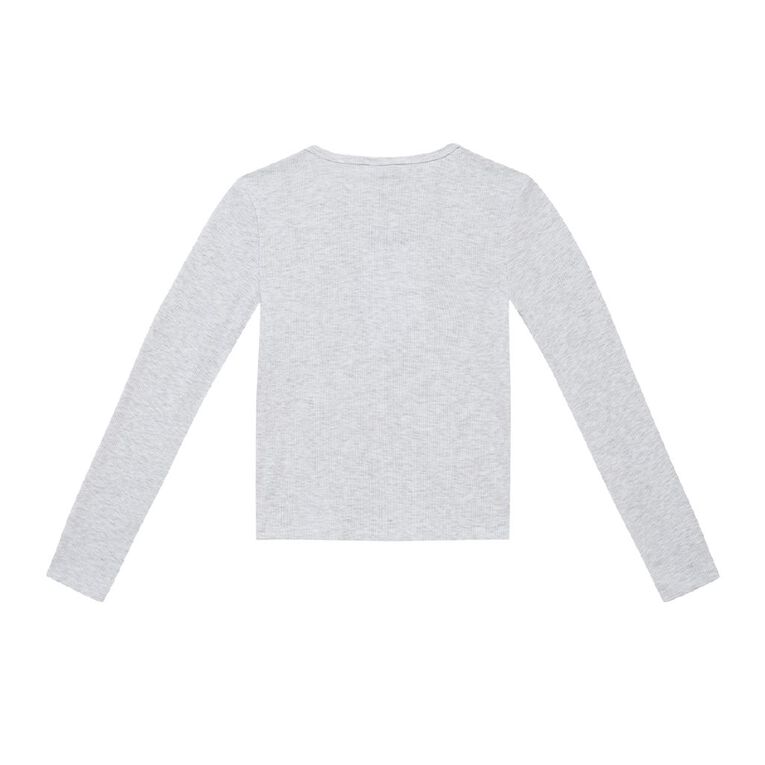 Young Original Long Sleeve Rib Crew Neck Top, Grey Light, hi-res