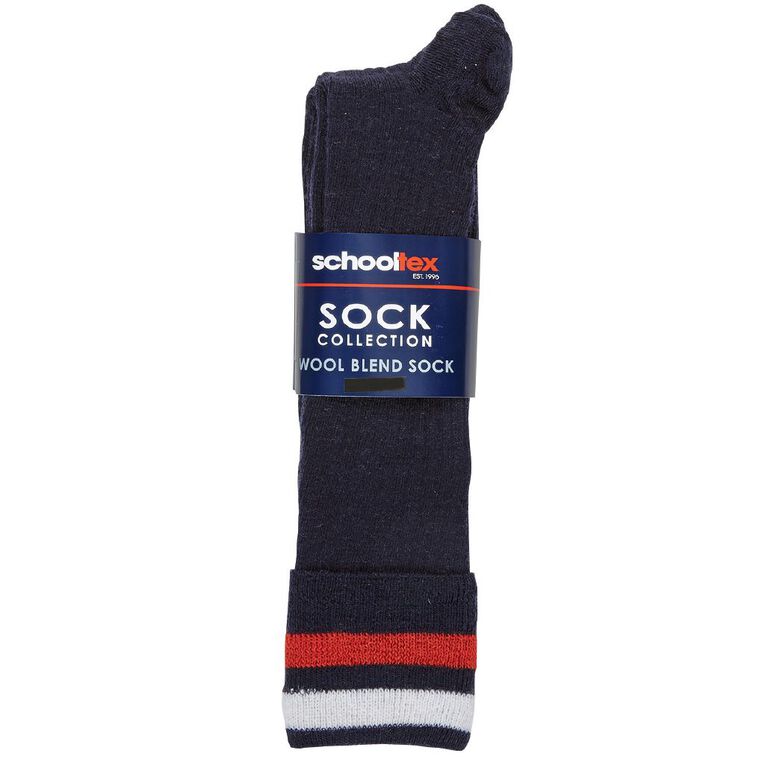 Schooltex Striped Socks 2 Pack, Navy/Red, hi-res